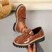 Women's Winter Leather Shoes Low Top Single Bowknot plus Size Platform Style in Stock_vogvips.com