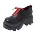 Women's Plus Size Platform Loafers British Style Lace Up Thick Sole Leather Shoes Spring New Style_vogvips.com