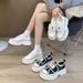 Mesh For Women With Mesh Surface, One Foot On Summer New Thick Soled Sports Versatile Black Breathable White Dad_vogvips.com