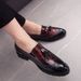 Elegant Men's Pointed Toe Brogue Shoes - Breathable PU Lining, Rubber Sole, Casual & Wedding Style, Slip-On Design (White/Red/Black)_vogvips.com