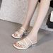 Women's High-Heeled 2025 Summer New Fairy Style Rhinestone Buckle Square Toe Slimming Chunky Heel Strap Fashion Sandals_vogvips.com