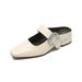 Weiwei Girl 958 French Style Square Toe Slippers for Women Thick Soled Single Strap Rhinestone Embellished Closed Toe Summer Wear_vogvips.com