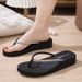 Rhinestone Flip-flops Beach Shoes Slippers Women's Summer Fashion Outwear Seaside Thick Sole Wedge Heel Flip-flops_vogvips.com