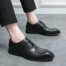2025 Spring And Autumn New Business Formal Office Leather With Pointed Stone Pattern Emed Fashion Large Men's Shoes_vogvips.com