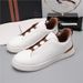 European Collection 2026 New Classic Elastic Band White Leather Slip-On Loafers Flat Men's Sneakers_vogvips.com
