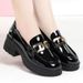 Loafers Women's Small Leather Shoes Waterproof Table British Style Low-top Japanese Flat-soled Patent Leather Single Shoes_vogvips.com