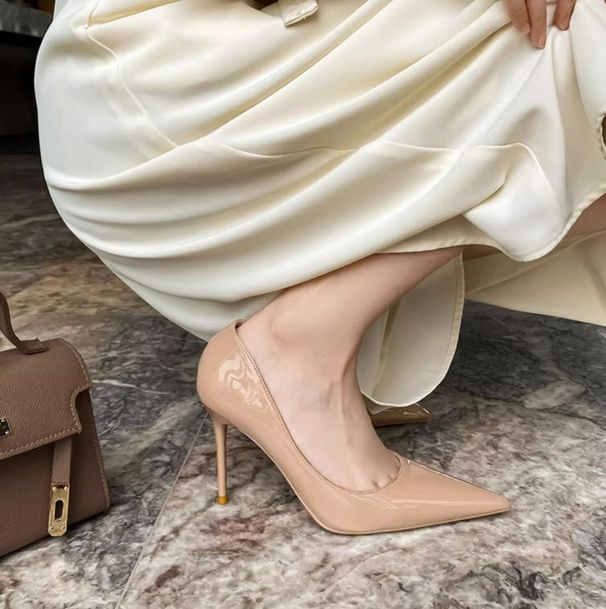 Women's Nude High Heels Stiletto 2025 New Style Spring Autumn French Pointed Toe Low Cut Versatile Formal Professional Single Shoes_vogvips.com