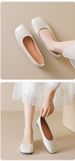 Retro Grandma Shoes Square Head Single Shoes Women's Flat Bottom One Pedal Soft Sole Shallow Mouth Commuting Women's Shoes_vogvips.com