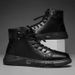Winter Fleece-Lined Martin Boots For Men, High-Top Casual Leather Boots, British Style, Thickened And Warm Short Cotton_vogvips.com
