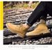 Big Yellow Boots Martin Boots Fleece Thermal Short Boots Medium Tube Large Size Boots Leather Splicing Casual Boots_vogvips.com