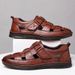 New Leather Hollow Design Men, Casual Slip-on Shoes With Velcro Closure, Dad Sandals For Men_vogvips.com