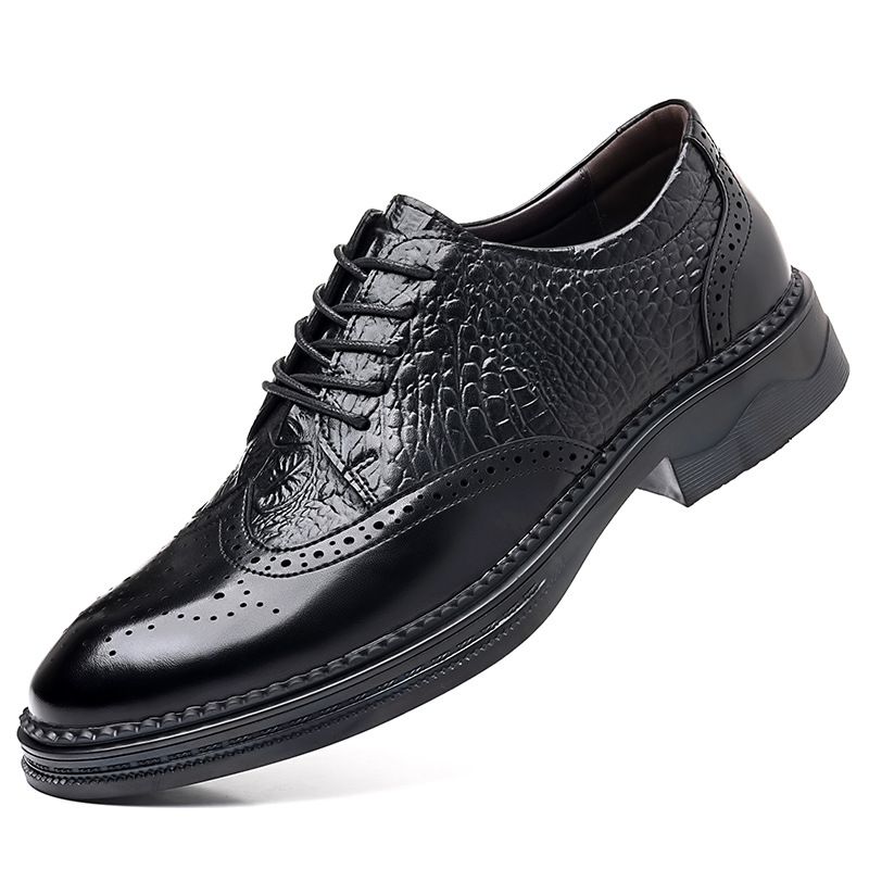 Euro Step Genuine Leather Formal Business Men's British Brogue Casual Korean Style Versatile Groom Wedding Shoes_vogvips.com