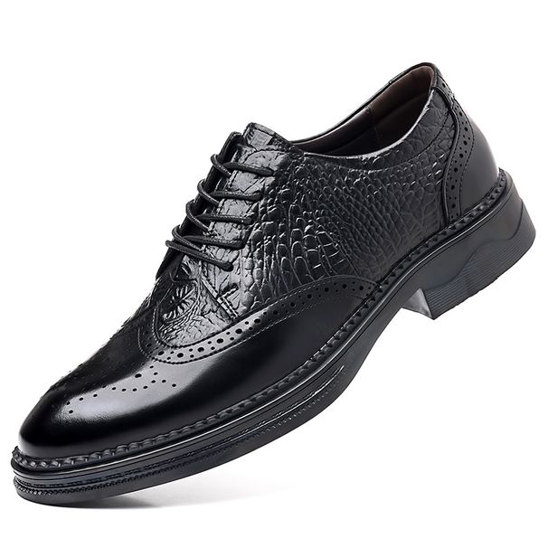 Euro Step Genuine Leather Formal Business Men's British Brogue Casual Korean Style Versatile Groom Wedding Shoes_vogvips.com
