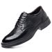 Euro Step Genuine Leather Formal Business Men's British Brogue Casual Korean Style Versatile Groom Wedding Shoes_vogvips.com