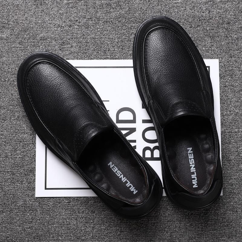 European Warm Series Mulinsen Slip-On Casual Leather For Men, Genuine Autumn And Winter Men's Middle-Aged Dad Shoes, Ultra-Soft Sole, Soft_vogvips.com