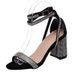 Classic 2025 Cross-Border Trade Plus Size Ultra High Women's Shoes European And American Style Rhinestone Chunky Heel_vogvips.com
