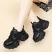 2025 New Genuine Leather Diamond-Studded Thick-Soled Versatile Women's Shoes Comfortable Women's Thick-Soled Dad Sneakers Fashionable_vogvips.com