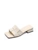 European Style~Super Soft~Square-Toed Chunky Heel For Women 2026 New Fashion Casual Versatile Low-Heel Slide Sandals_vogvips.com