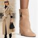 【Pre-sale | Ships In 15 Days】Vintage Large Round Pointed High Heel Metal Lock Wedge Pants Boots Plus Size Sleeve_vogvips.com