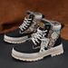 European Warm Series Winter New Fashion Fleece-Lined Couple Thick-Soled Martin Straw Sole Bear Shoes Warm Work Laced Motorcycle Boots_vogvips.com