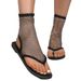 2025 New Summer Women's Clip Mesh Pressure Diamond Sexy Lace Flat Sandals_vogvips.com