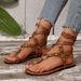 2025 Summer New European And American Style Cross-Strap Flat With Metal Ring Buckle Fashionable Plus Size Sandals_vogvips.com