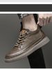 Men's Shoes Cowhide Platorm Heightening Board Shoes British Casual Leather Shoes Large Size Men's Shoes Low Top British Single Shoes_vogvips.com