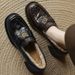 Single Shoes Women's Thick Heel Small Leather Shoes With Fleece To Keep Warm One Pedal Fluffy Shoes Loafers_vogvips.com