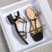 Warren Summer New Fashion Super Mid-heel Rivets Word Low-heeled Sandals Women's Large Size Shoes 41-43 Foreign Trade Sources_vogvips.com