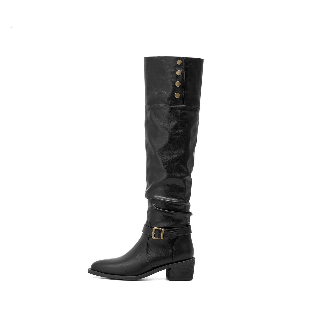Genuine Leather For Women 2025 New Autumn Winter Fleece-Lined Long Women's Black Slouch Riding Over-the-Knee Boots_vogvips.com