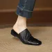 Womens Fashion Leather Mules Classic Square Toe Design Soft Padded Insole For Daily Commute And Smart Casual Outfits_vogvips.com