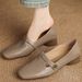 Women Square Toe Floral Metal Buckle Loafer Pumps, Faux Leather T‑Strap Low Block Heel Mary Jane Shoes, Soft Insole Closed‑Toe Comfort Dress Heels_vogvips.com