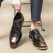 Euro Step British Style Business Square Toe Brogue Leather Korean Version Casual Breathable Handmade Oxford Shoes For Men_vogvips.com