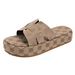 Women's plus Size Slippers round Toe Thick Sole Small Plum Blossom Design Single Strap Comfortable Home Shoes_vogvips.com