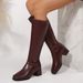 Women's Plus Size Over-the-Knee High Top Riding Boots Square Toe Chunky Heel Slimming PU Suede Autumn Winter Black Cowboy Boots_vogvips.com
