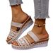 Women's plus Size Hollowed out Wedge Sandals Summer New Style Fabric Color Block Outdoor Wear_vogvips.com