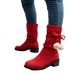 Plus Size Women's Fashion Boots Autumn Chunky Heel Mid Calf Suede Slouch With Pom Pom Pleated Detail_vogvips.com