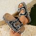 Summer Double Buckle Thick Soled Slippers Plus Size Rhinestone Hemp Rope Beach Sandals For Women_vogvips.com