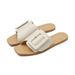 Women's Flat Open Toe Sandals Korean Style Slip On Beach Shoes Square Buckle Versatile_vogvips.com