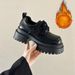 Height-increasing Small Leather Shoes Women's Muffin Shoes Platform-soled Velvet Loafers_vogvips.com