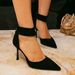 Women's High Heel Sandals Women's Black Plush Fashion Sexy Pointed Toe Back Zipper High Heel Women's Shoes_vogvips.com