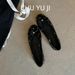 Chuyuji Rivet Fashion Shallow Flat For Women, French Bowknot Slip-On Versatile Evening Shoes_vogvips.com