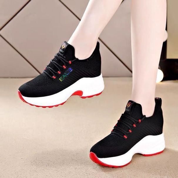 Dropshipping Sports 2025 Spring Style Fly Knit Thick Casual Height Increasing Soft Sole Women's Shoes Cross-Border_vogvips.com