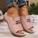 Large Size Women's Summer Wedge Heel Slippers Roman Style Fish Mouth Beach Sandals with Metal Decoration Thick Sole_vogvips.com