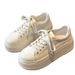 Sheepskin Thick-Soled Height-Increasing Sneakers For Women, Versatile White Shoes, New Spring 2026 Casual Sports Shoes_vogvips.com