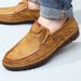 TerraStride 2025 Spring New Men's Casual Leather Slip-On Loafers Hand-Stitched Cowhide Driving Shoes_vogvips.com