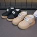 Kids' Fleece-Lined Winter Boots – Soft Rubber Sole, Non-Slip, Unisex (Khaki/Black), Sizes 22-33 (14-20.2cm Insole)_vogvips.com