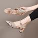 Pointed Sandals For Women 2023 Summer New Sheepskin Hot Diamond Buckle Flat Sandals Temperament Closed Toe Empty Back Women's Shoes_vogvips.com