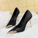 Elegant Satin High Heels For Women Pointed Toe Evening Party Shoes With Metallic Accents Comfortable Rubber Sole_vogvips.com