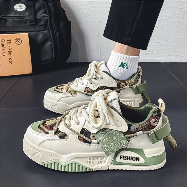 Men's Casual Sneakers With Thick Sole, Breathable Round-Toe Fashion Shoes For Daily Wear And Sports Thick Soled Fashion Shoes_vogvips.com
